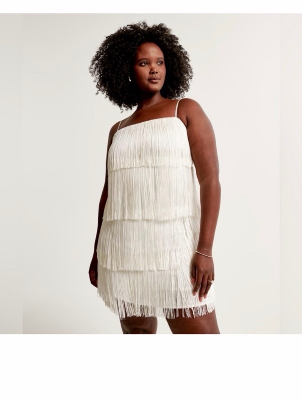 Abercrombie & Fitch Ivory Fringe Mini Dress